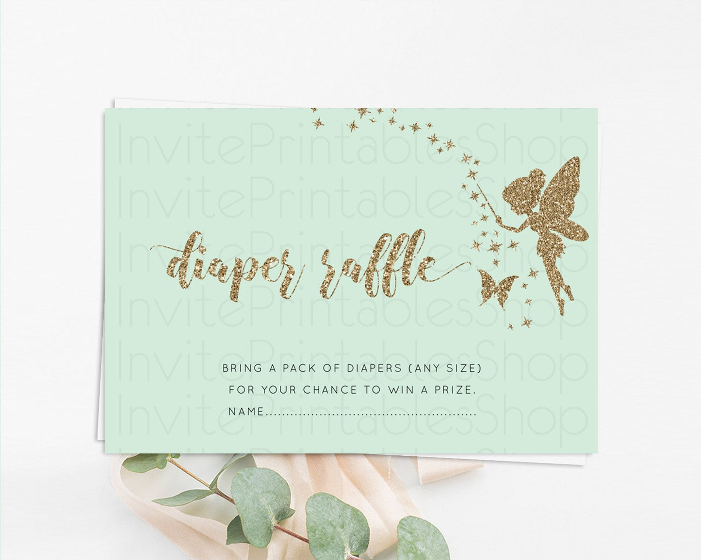 Fairy Diaper Raffle Card Fairy Diaper Insert Enchanted Garden Fairy Diaper Ticket Pastel Floral Butterfly Secret Garden Raffle Game D10908