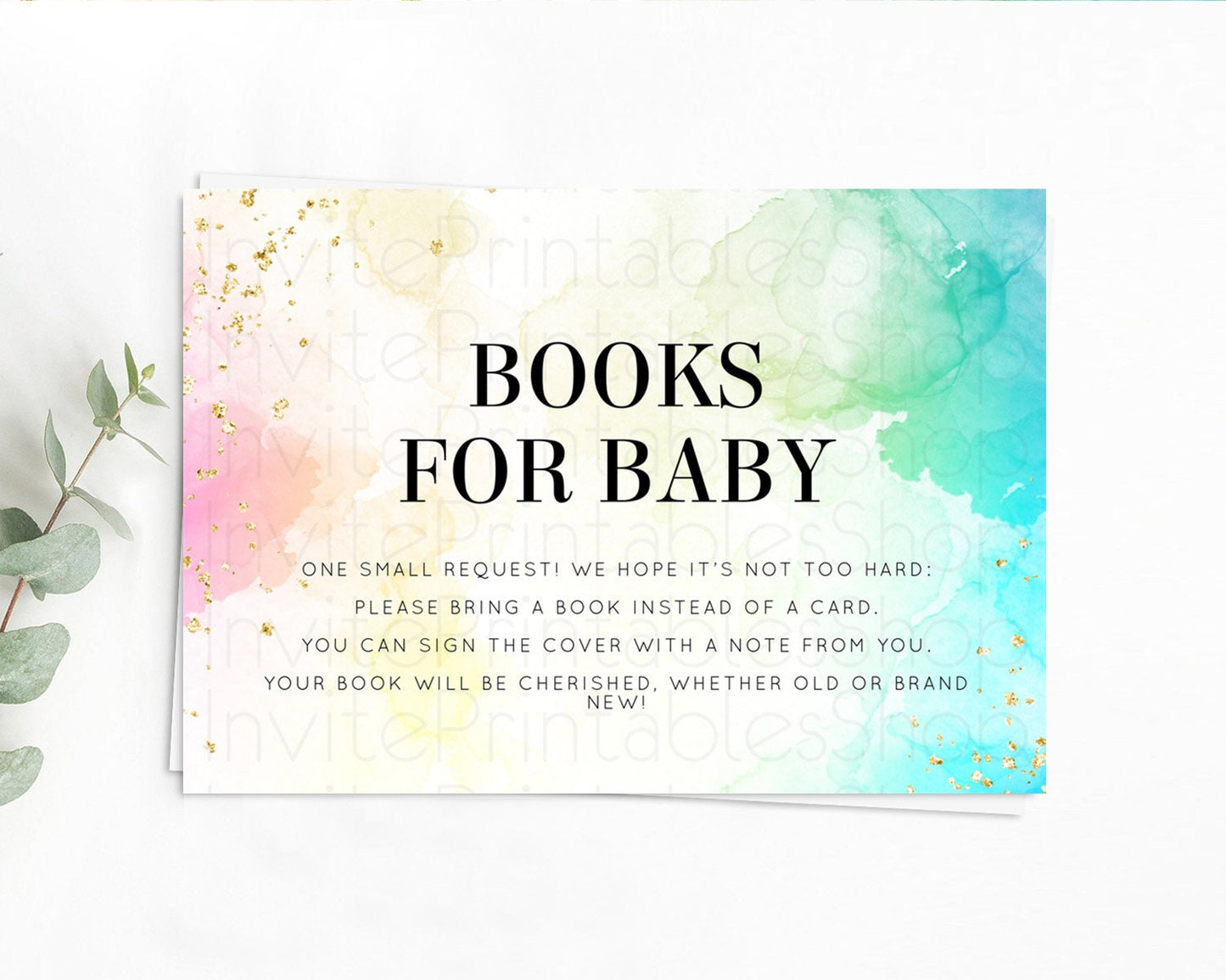 Pastel Books For Baby Card Pastel Rainbow Book Insert Colorful Ombre Watercolor Book Card Confetti Glitter Baby Book Poem Request D10770