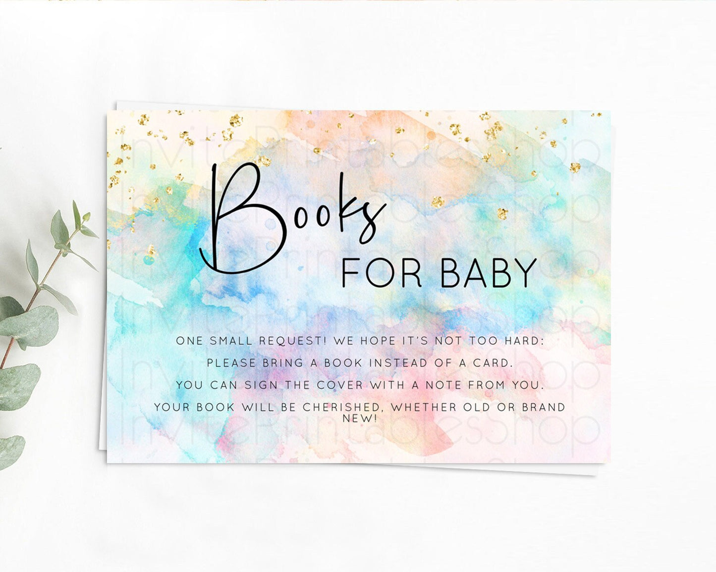 Pastel Books For Baby Card Pastel Rainbow Book Insert Colorful Ombre Watercolor Book Card Confetti Glitter Baby Book Poem Request D10266