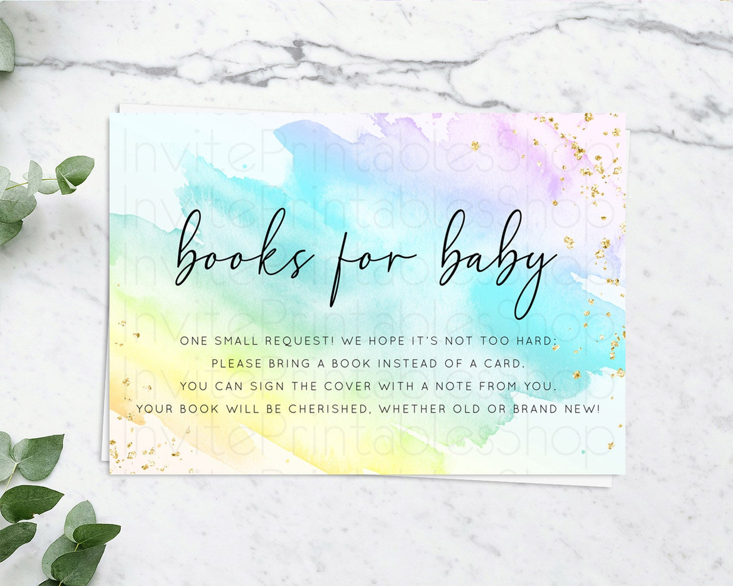 Pastel Books For Baby Card Pastel Rainbow Book Insert Colorful Ombre Watercolor Book Card Confetti Glitter Baby Book Poem Request D10773