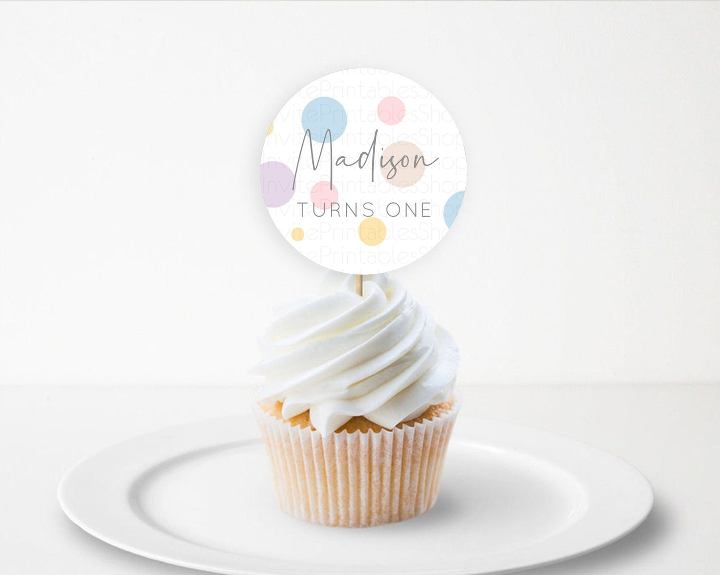 Pastel Cupcake Toppers Pastel Confetti Cupcake Topper Bubbles Sprinkles Colorful Rainbow Confetti Cupcake First Birthday Party Decor D10759