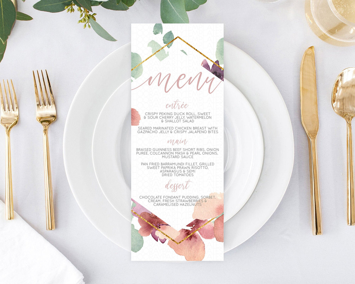 Secret Garden Menu Wildflower Menu Template Pastel Flower Garden Table Decor Boho Floral Dinner Dessert Floral Party Food Menu D10964