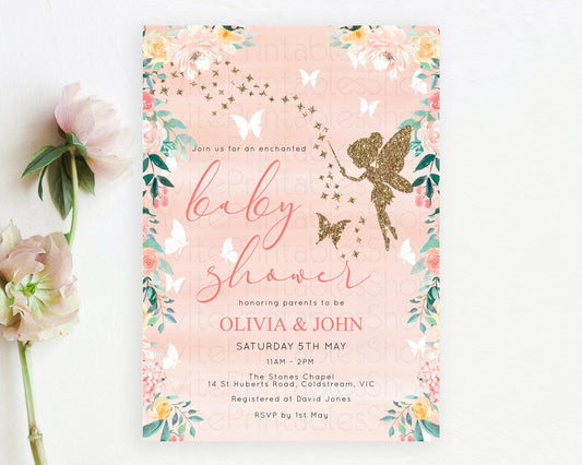 Editable Fairy Baby Shower Invitation, Secret Garden, Fairy Garden Party, Ma