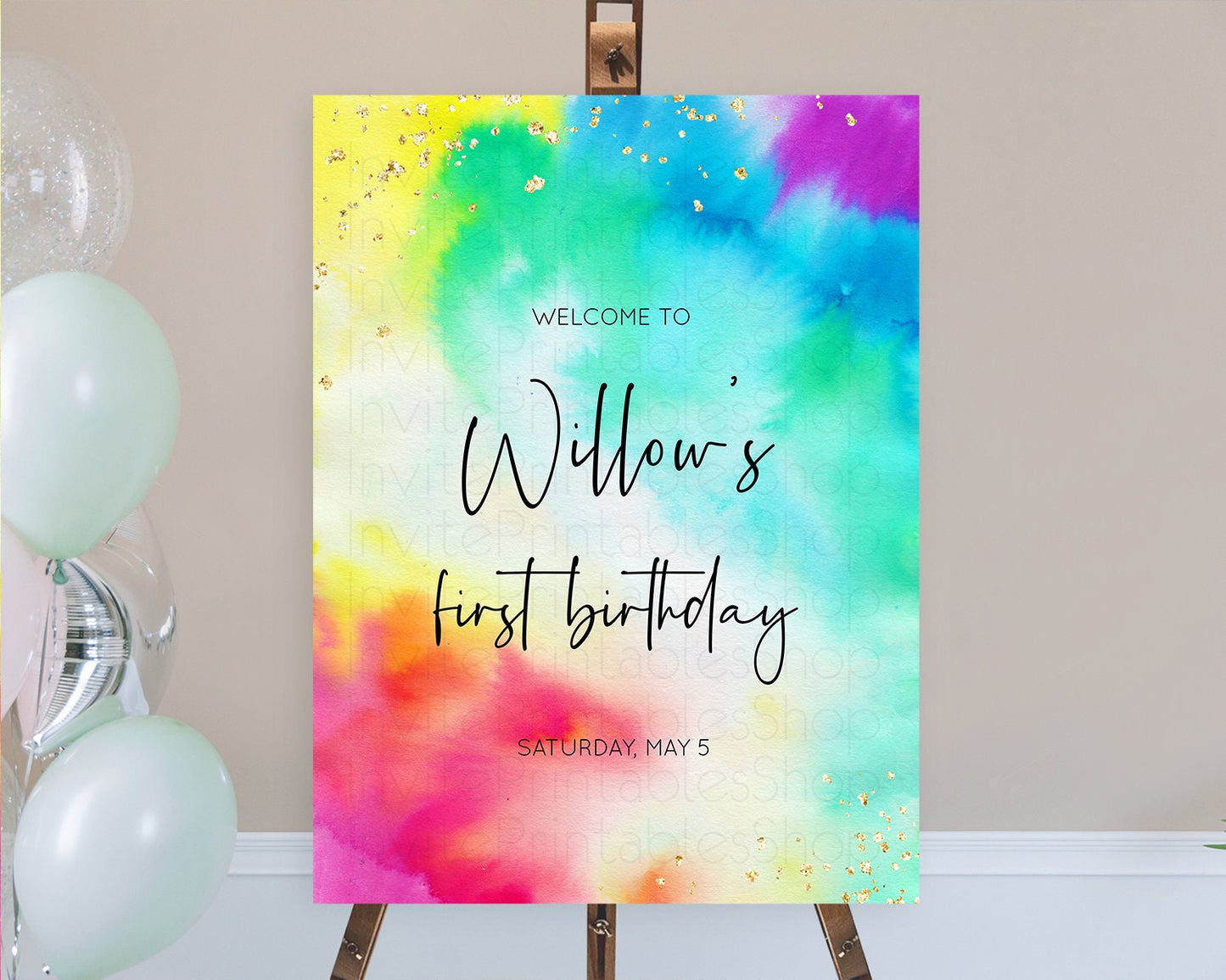 Tie Dye Welcome Board Rainbow Tie Dye Welcome Sign Pastel Welcome Poster Colorful Pastel Welcome Rainbow First Birthday Welcome Sign D10462