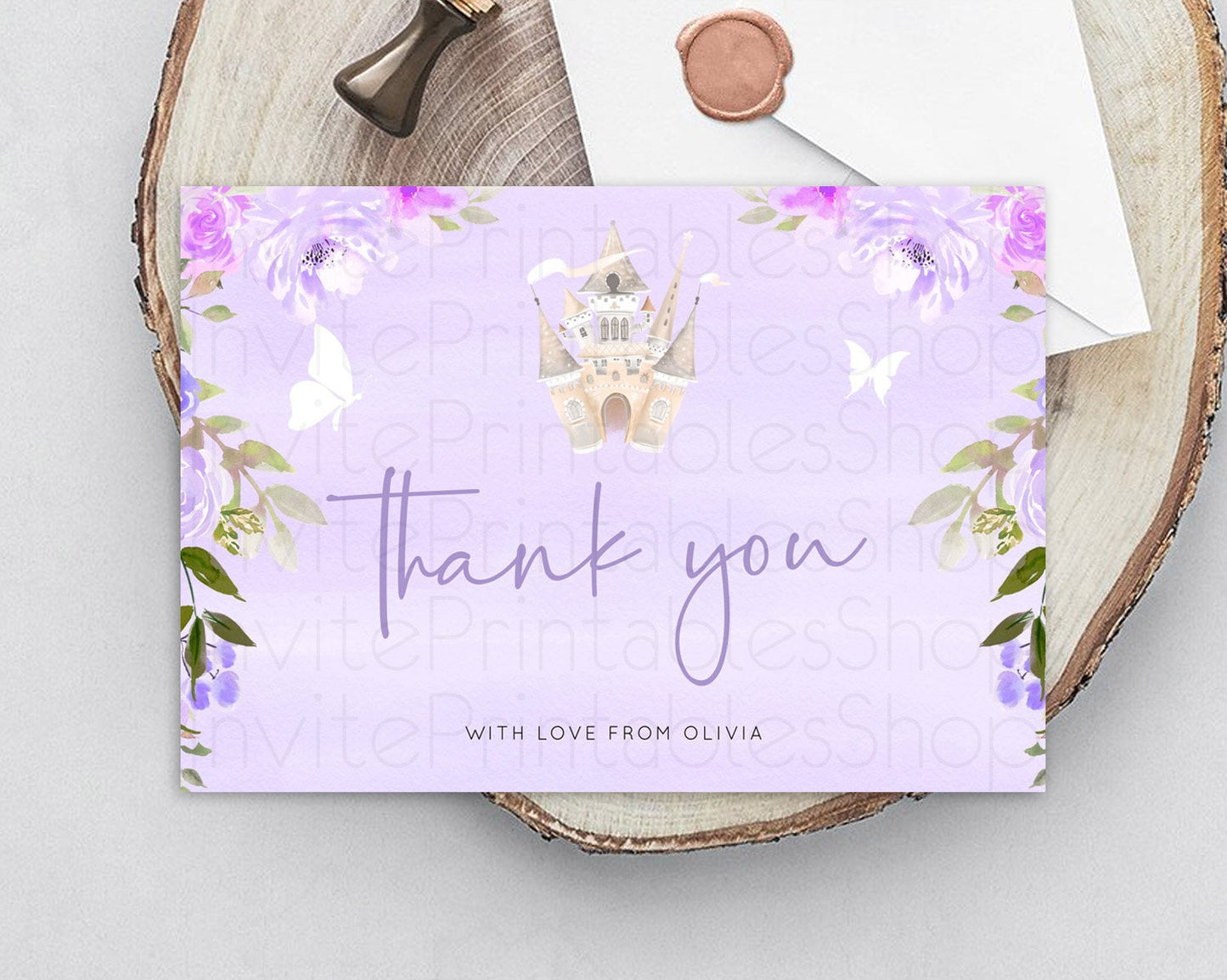 Princess Thank You Castle Thank You Card Secret Garden Birthday Thank You Card Enchanted Castle Pastel Floral Teacher Thank You Card D10339