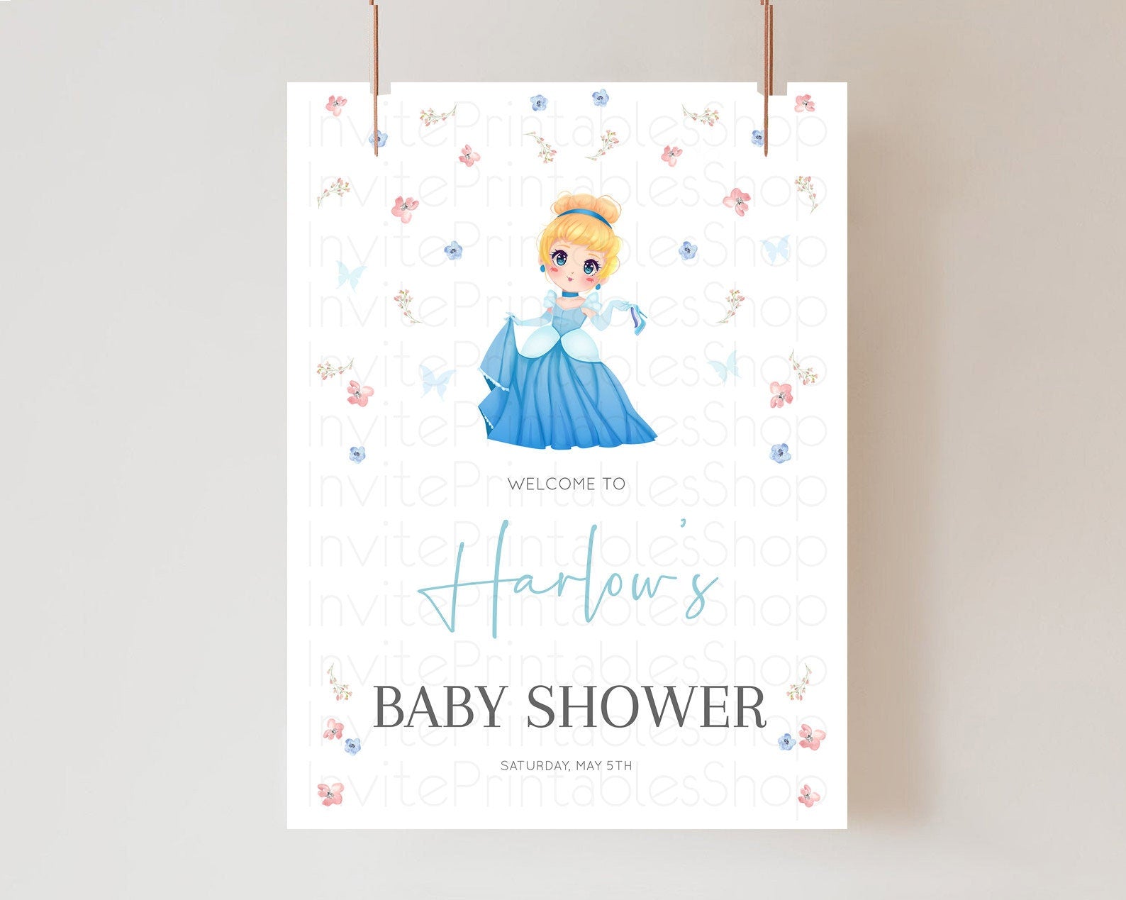 Editable Princess Baby Shower Welcome Sign Castle Welcome Board Secret Garde