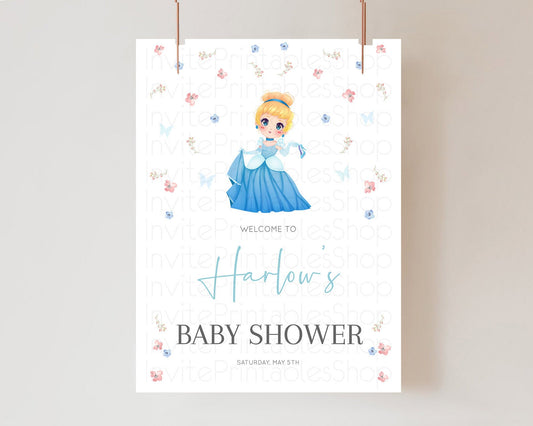 Editable Princess Baby Shower Welcome Sign Castle Welcome Board Secret Garde