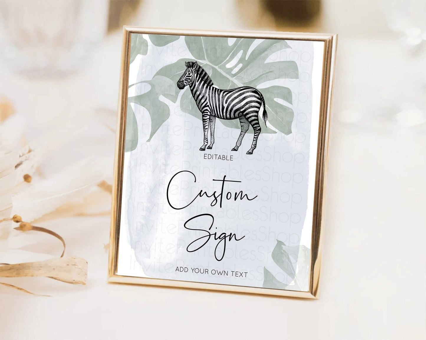 Zebra Sign Zebra Table Sign Decor Zebra Party Sign Template Safari Adventure Zebra Minimal Theme 1st Birthday Baptism Baby Shower D10814