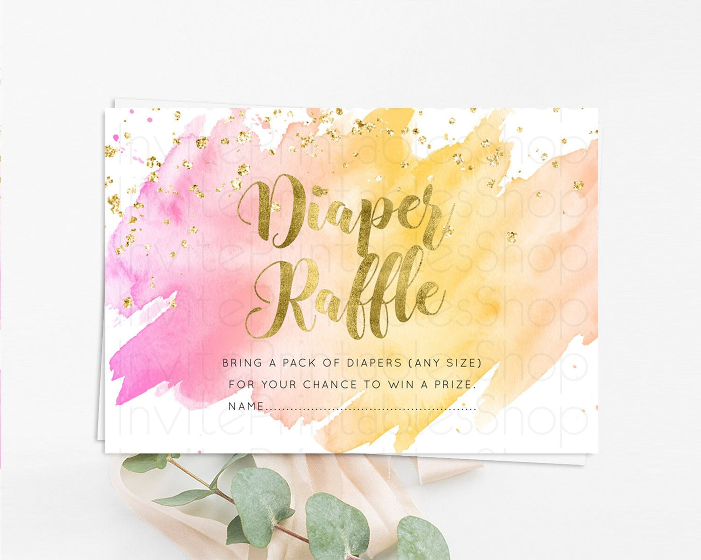 Pastel Diaper Raffle Card Pastel Rainbow Diaper Raffle Insert Colorful Ombre Watercolor Diaper Ticket Confetti Glitter Raffle Game D10526