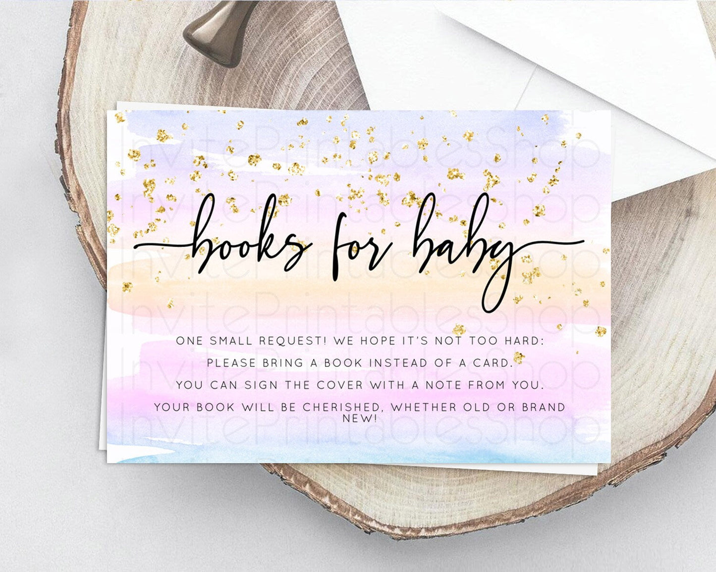 Pastel Books For Baby Card Pastel Rainbow Book Insert Colorful Ombre Watercolor Book Card Confetti Glitter Baby Book Poem Request D10594