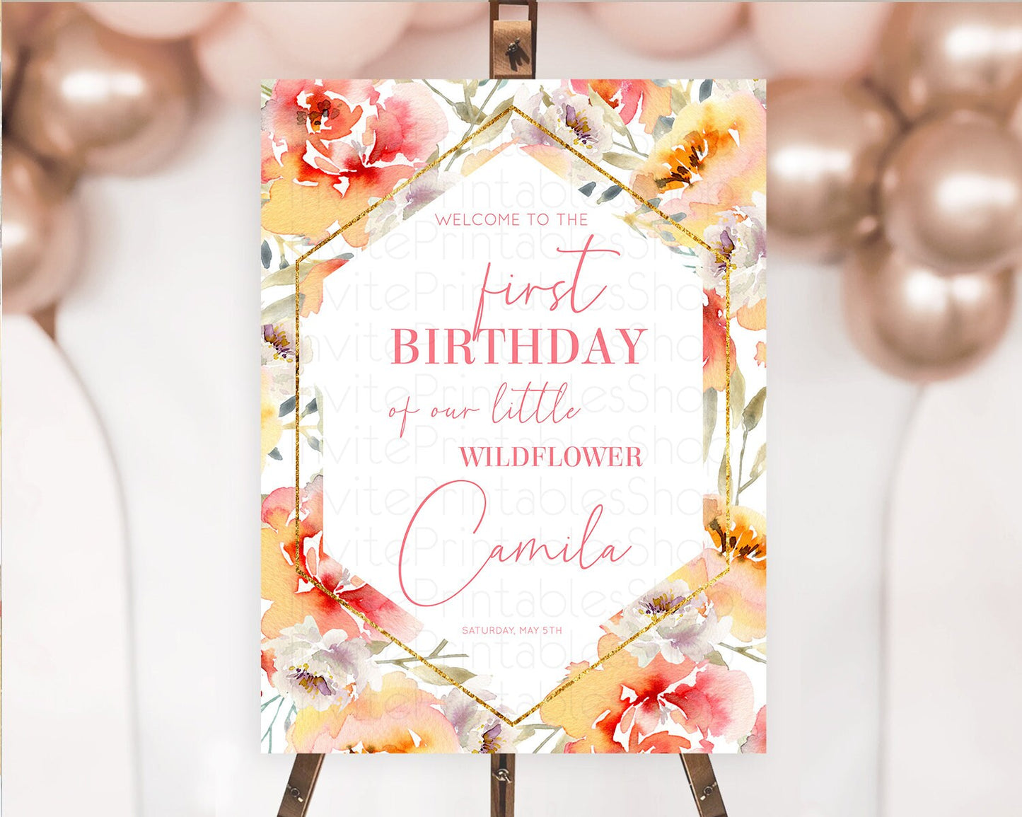 Secret Garden Welcome Sign Wildflower Welcome Board Pastel Flower Garden Welcome Poster Boho Wildflower First Birthday Welcome Sign D10791