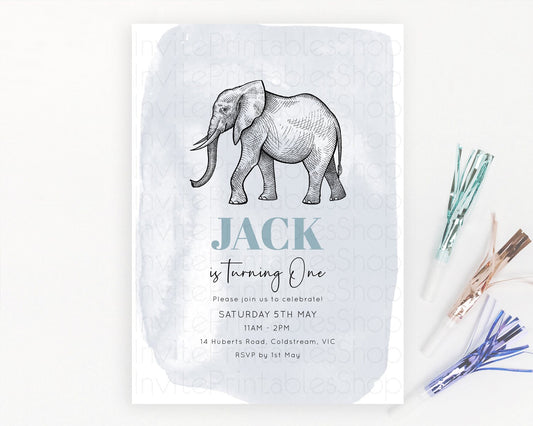 Editable Elephant Birthday Invitation Elephant Invitation Elephant Birthday