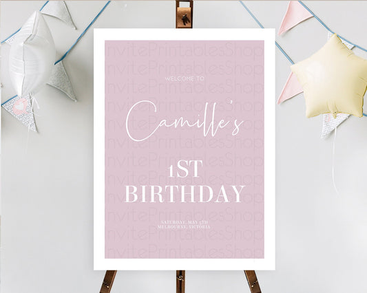 Editable Pink Welcome Sign Plain Pink Welcome Board Minimalist Pastel Pink W