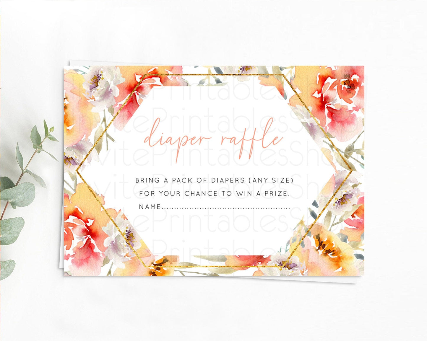 Editable Secret Garden Diaper Raffle Card Boho Wildflower Diaper Raffle Inse