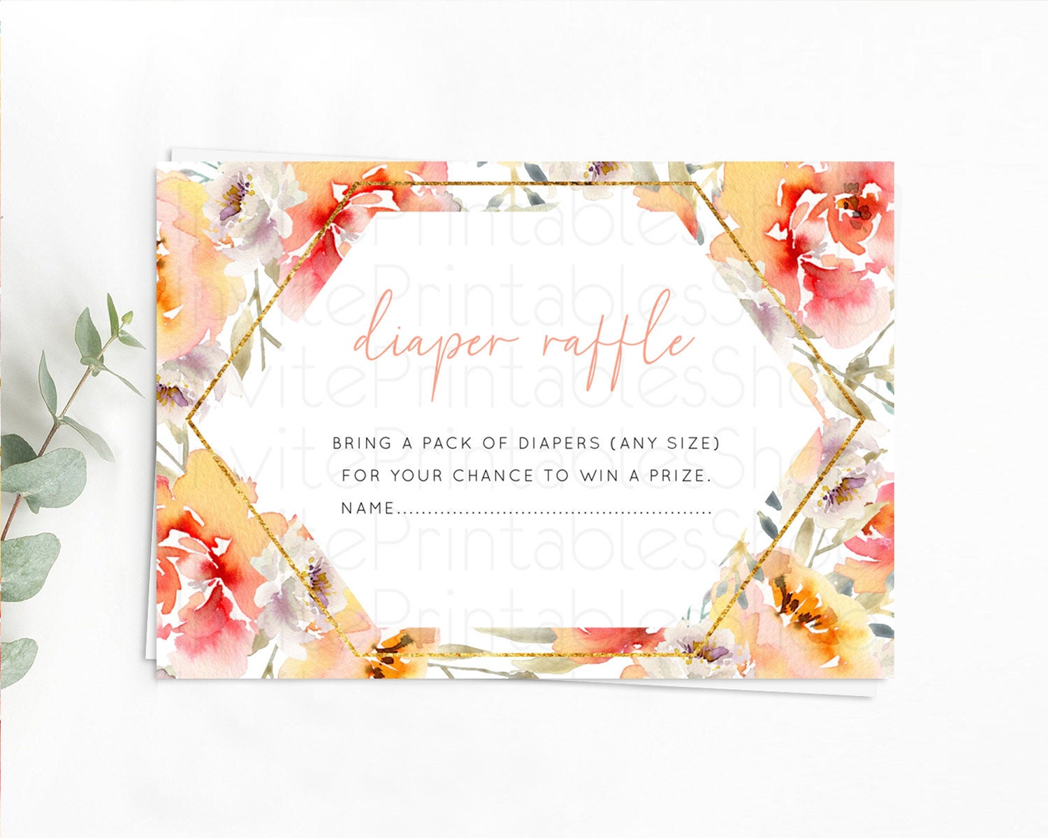 Editable Secret Garden Diaper Raffle Card Boho Wildflower Diaper Raffle Inse