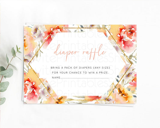 Editable Secret Garden Diaper Raffle Card Boho Wildflower Diaper Raffle Inse