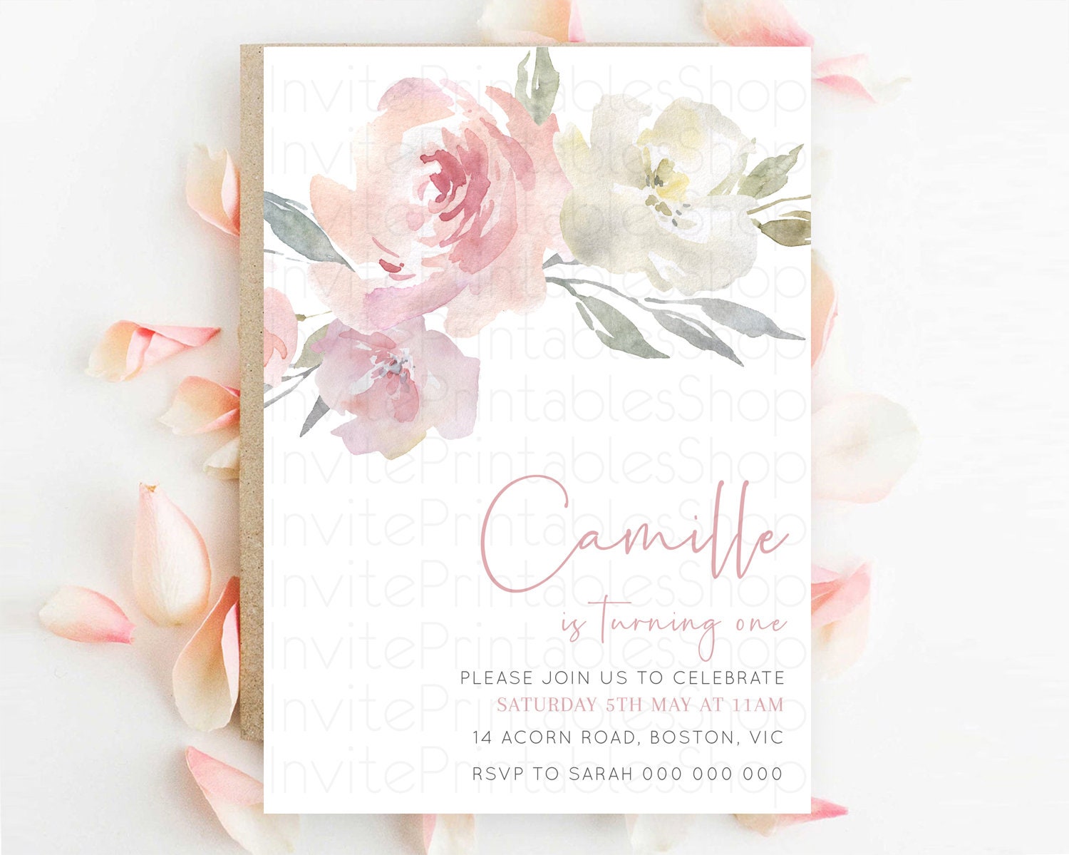 Editable Secret Garden Invitation Wildflower Birthday Invitation Pastel Flow