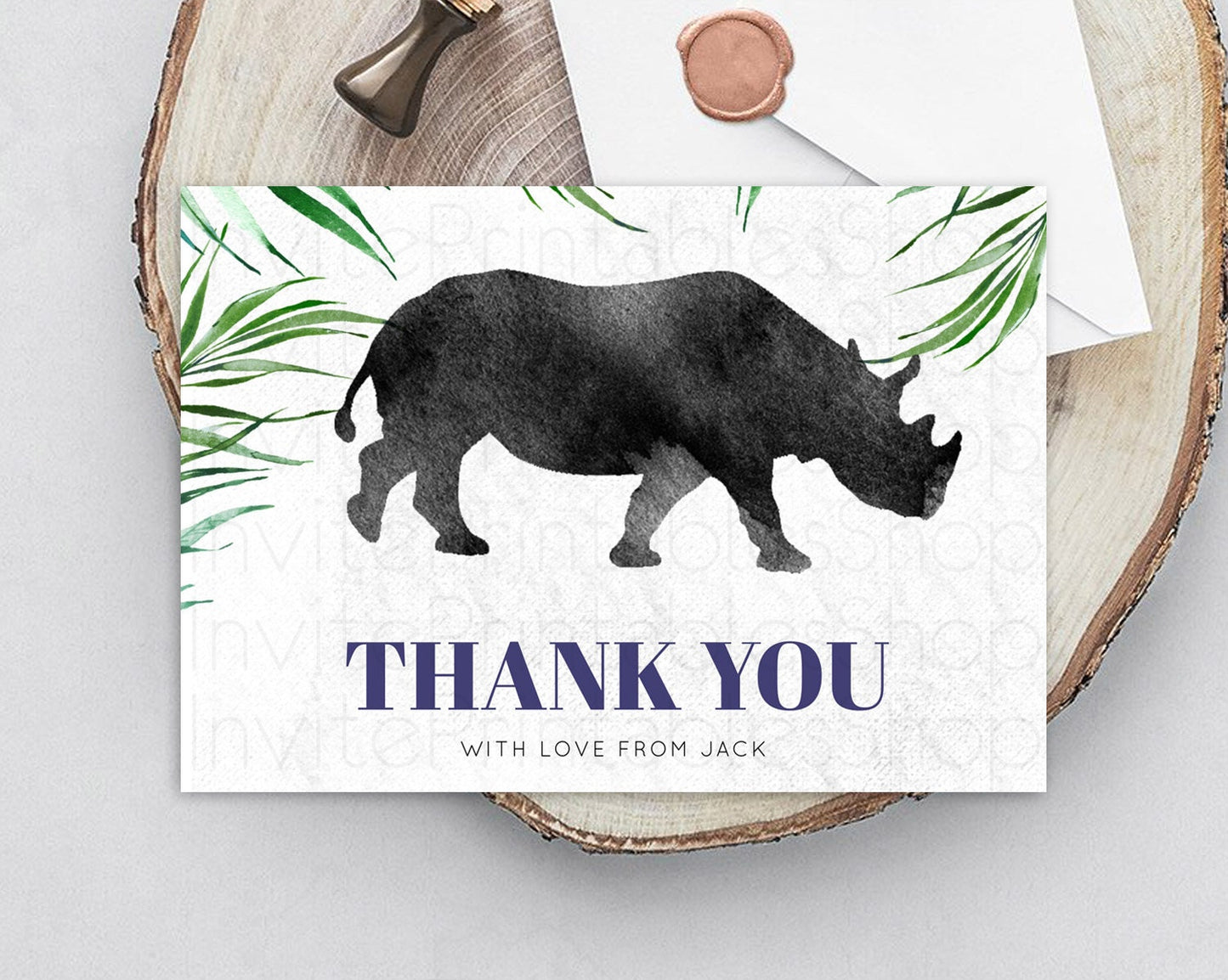 Rhino Thank You Rhino Thank You Card Rhino Birthday Thank You Card Rhino Card Template First Birthday Rhino Teacher Thank You Cards D10843