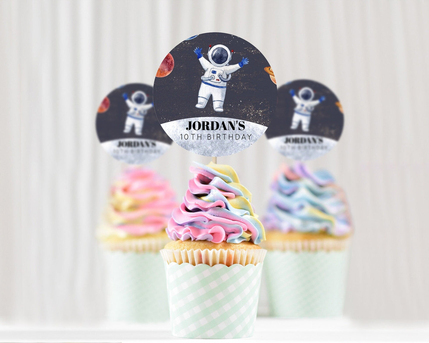 Space Cupcake Toppers Space Decor First Trip Around the Sun Decor Decor Sky Stars Planets Milkyway Solar System Cupcake Topper D10430
