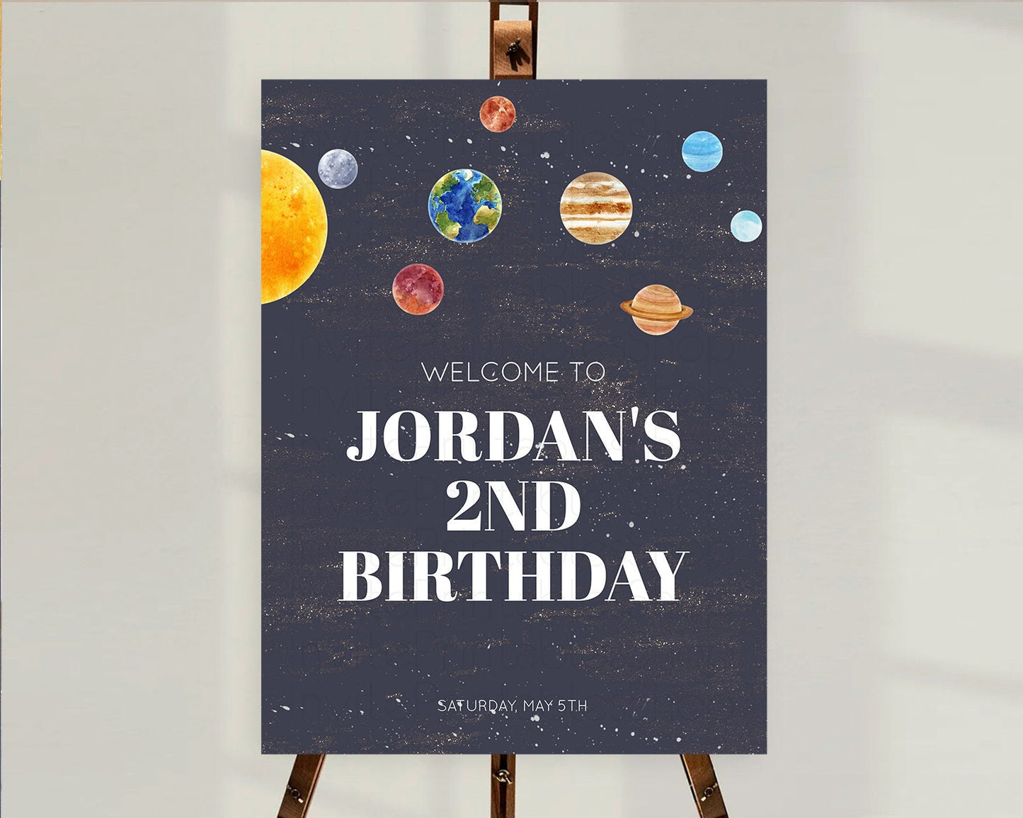 Space Birthday Welcome Sign Space Welcome Board First Trip Around the Sun Welcome Poster Planets Solar System ONE year Birthday Sign D10144