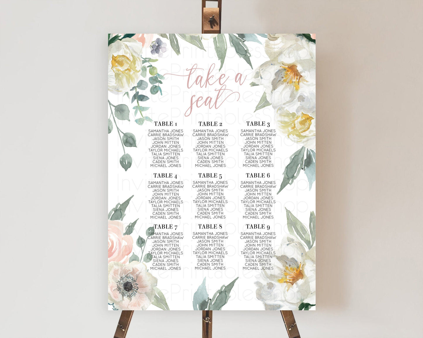 Secret Garden Seating Chart Wildflower Seating Chart Pastel White Flower Seating Chart Enchanted Garden Boho Floral Take A Seat Décor D10121