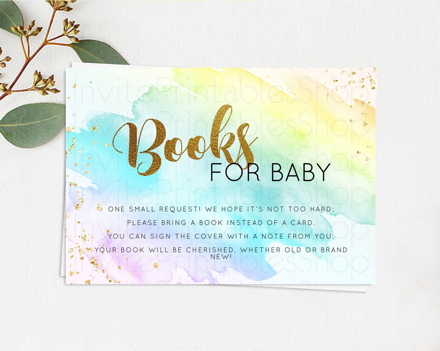 Pastel Books For Baby Card Pastel Rainbow Book Insert Colorful Ombre Watercolor Book Card Confetti Glitter Baby Book Poem Request D11026