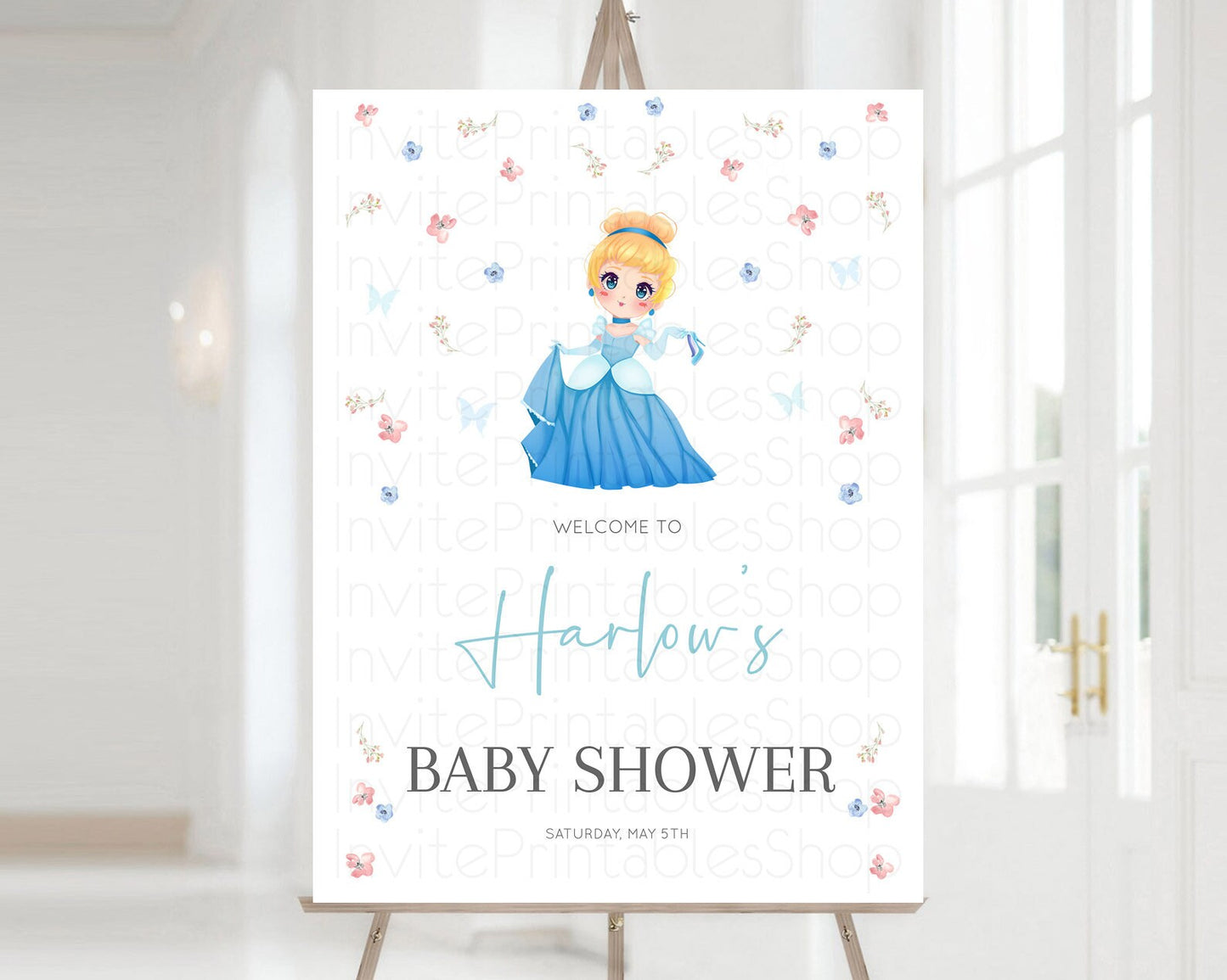 Princess Baby Shower Welcome Sign Castle Welcome Board Secret Garden Enchanted Castle Pastel Floral Garden Baby Shower Welcome Sign D10354