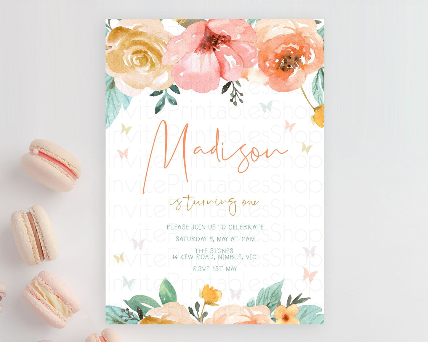 Secret Garden Invitation Wildflower Birthday Invitation Pastel Flowers Invite Enchanted Garden Boho Floral 3rd 2nd First Birthday D10347