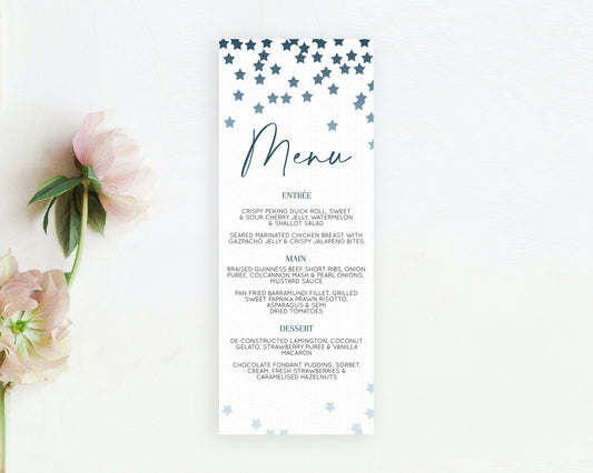 Editable Star Menu Template Pastel Stars Menu Shooting Star Twinkle Little S