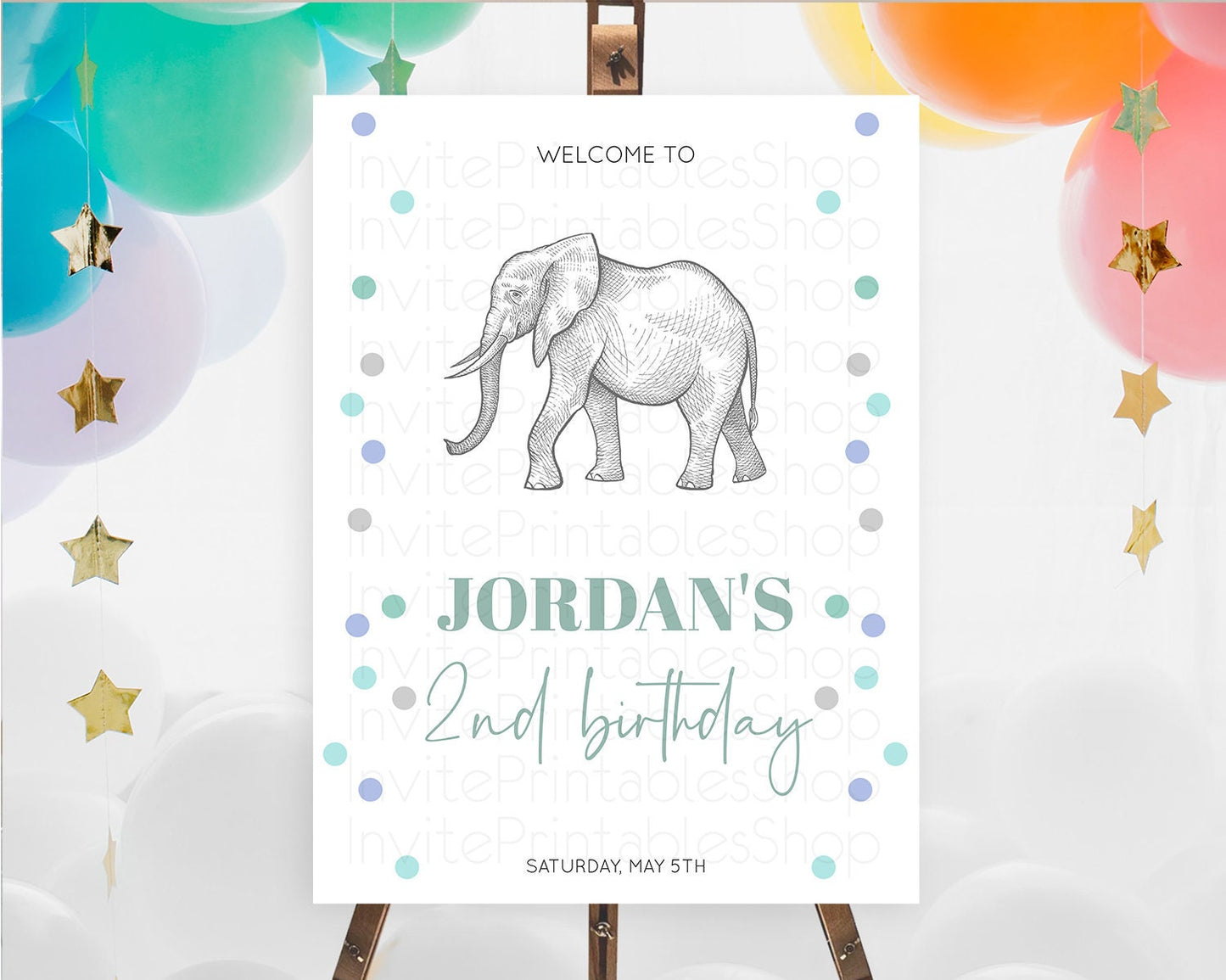 Elephant Welcome Sign Elephant Welcome Board Elephant Party Welcome Poster Safari Party Decor Elephant First Birthday Welcome Sign D10859