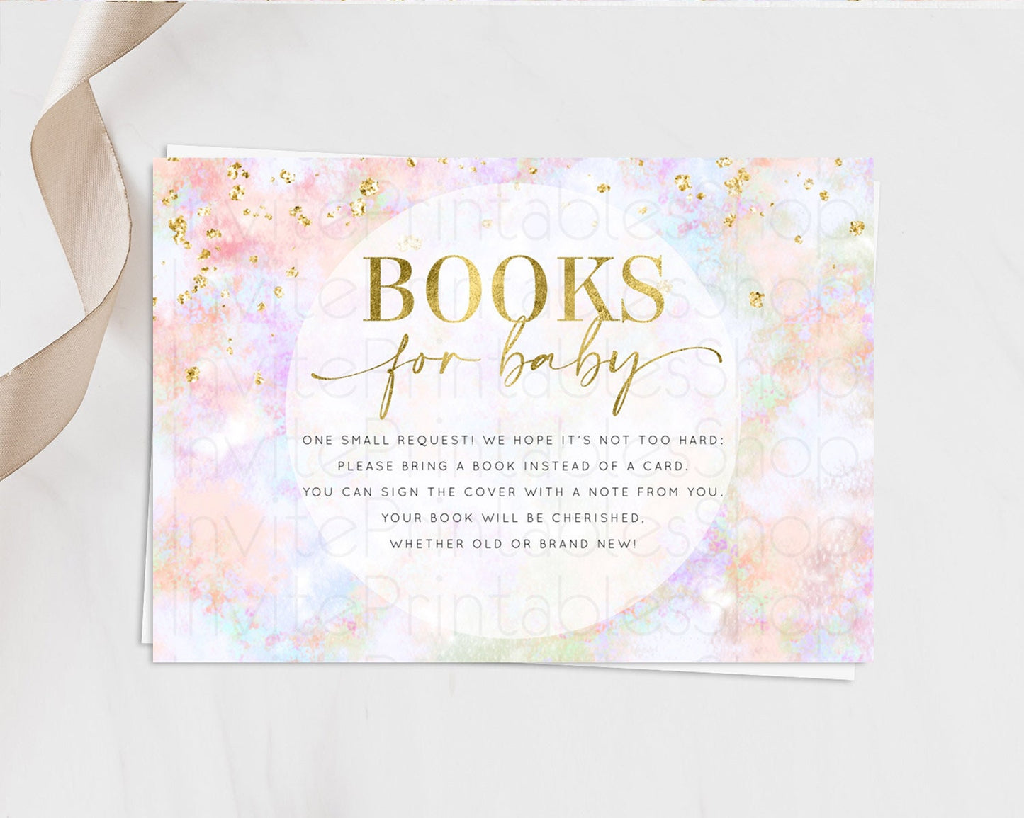 Pastel Books For Baby Card Pastel Rainbow Book Insert Colorful Ombre Watercolor Book Card Confetti Glitter Baby Book Poem Request D10649