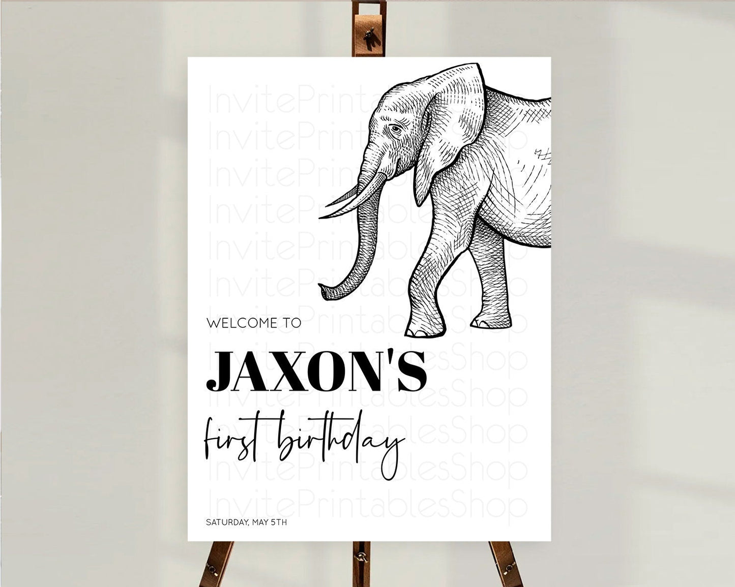 Elephant Welcome Sign Elephant Welcome Board Elephant Party Welcome Poster Safari Party Decor Elephant First Birthday Welcome Sign D10248