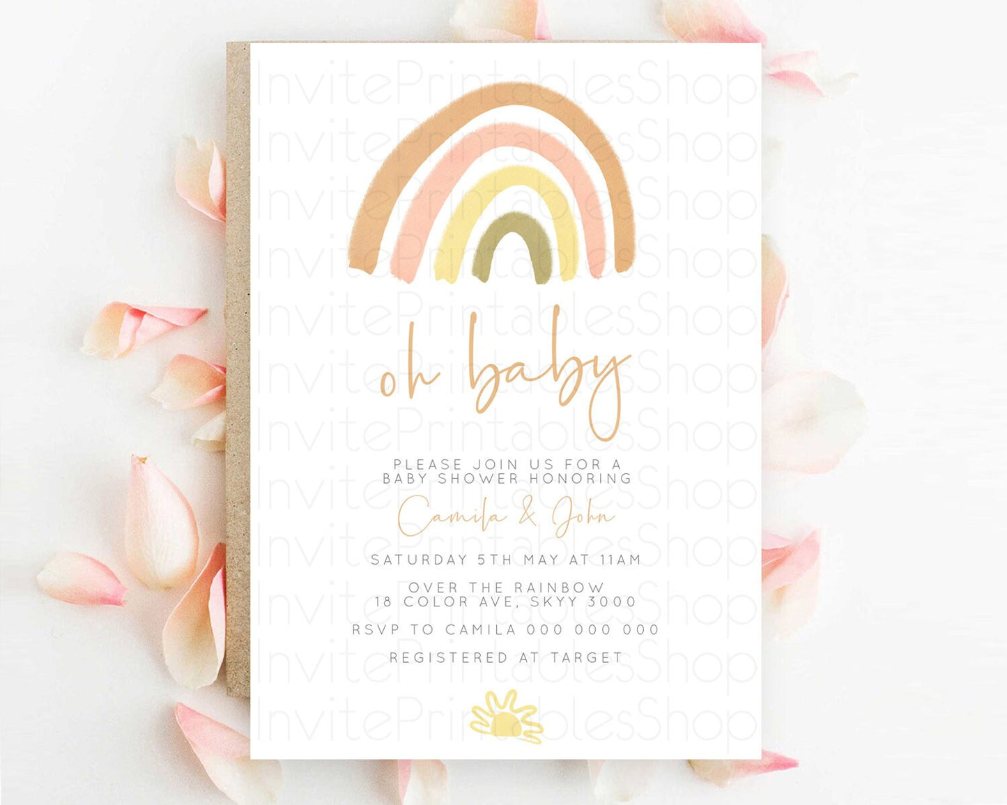 Pastel Rainbow Baby Shower Invitation Pastel Rainbow Invitation Rainbow Baby Invitation Pastel Invitation Boho Rainbow Invitation D10684