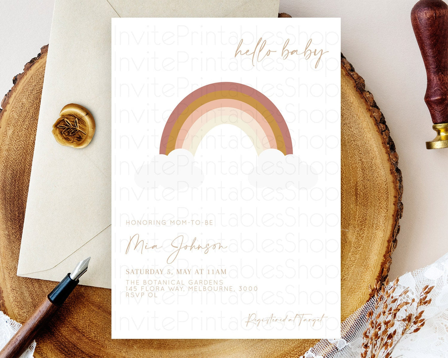 Pastel Rainbow Baby Shower Invitation Pastel Rainbow Invitation Rainbow Baby Invitation Pastel Invitation Boho Rainbow Invitation D10122