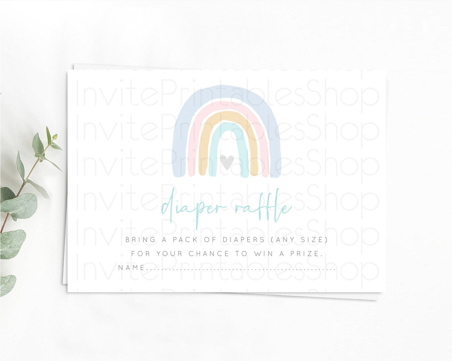 Pastel Rainbow Diaper Raffle Card Boho Rainbow Diaper Insert Boho Rainbow Diaper Ticket Pastel Watercolor Baby Shower Raffle Game D10214