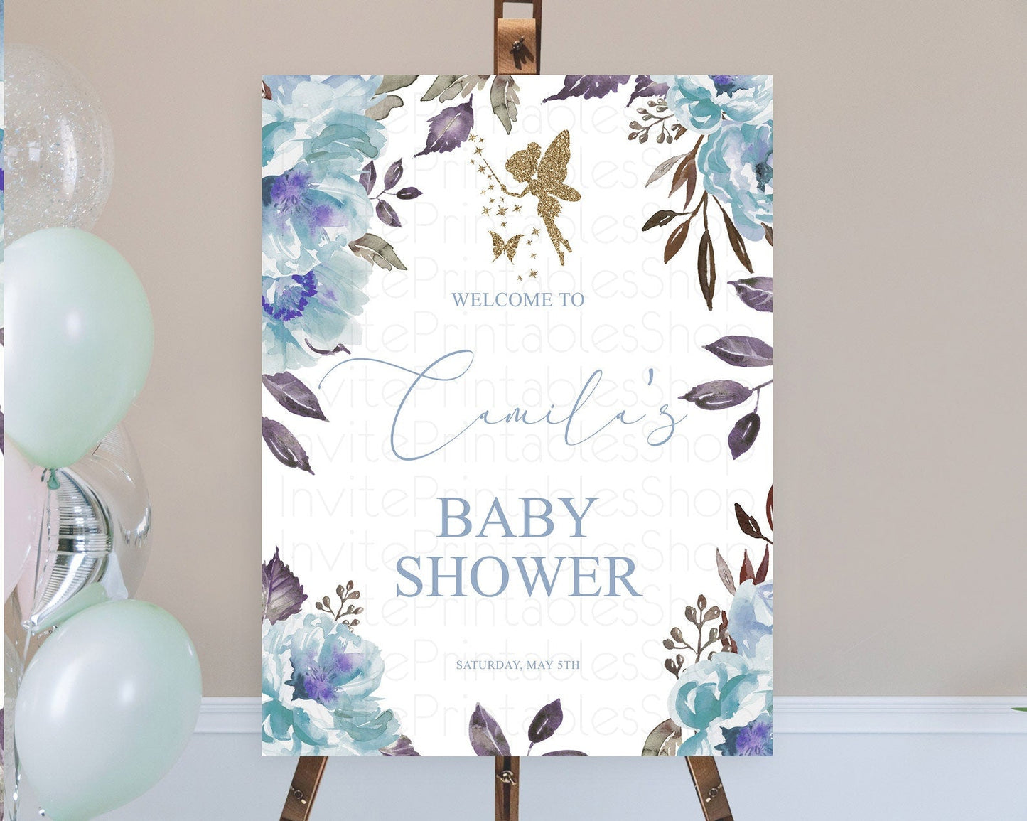 Fairy Baby Shower Welcome Sign Fairy Welcome Board Enchanted Garden Pastel Floral Butterfly Decor Secret Garden Fairy Welcome Sign D10728