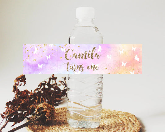 Editable Pastel Water Label Template Pastel Ombre Rainbow Watercolor Colorfu
