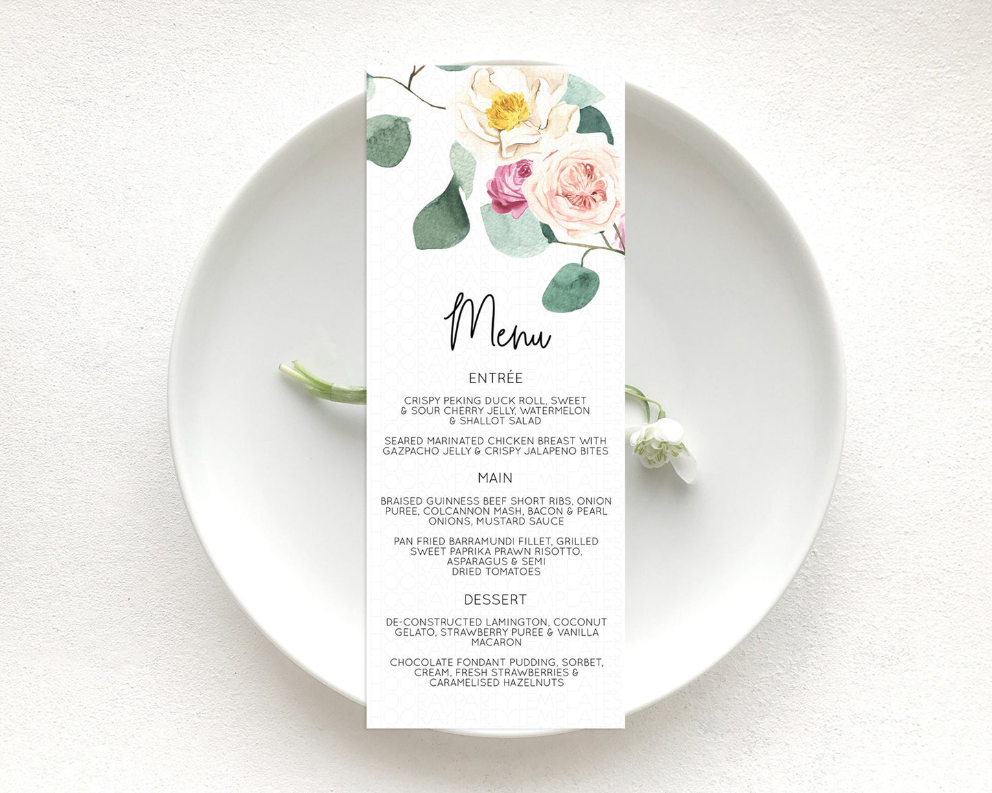 Secret Garden Menu Wildflower Menu Template Pastel Flower Garden Table Decor Boho Floral Dinner Dessert Floral Party Food Menu D11048