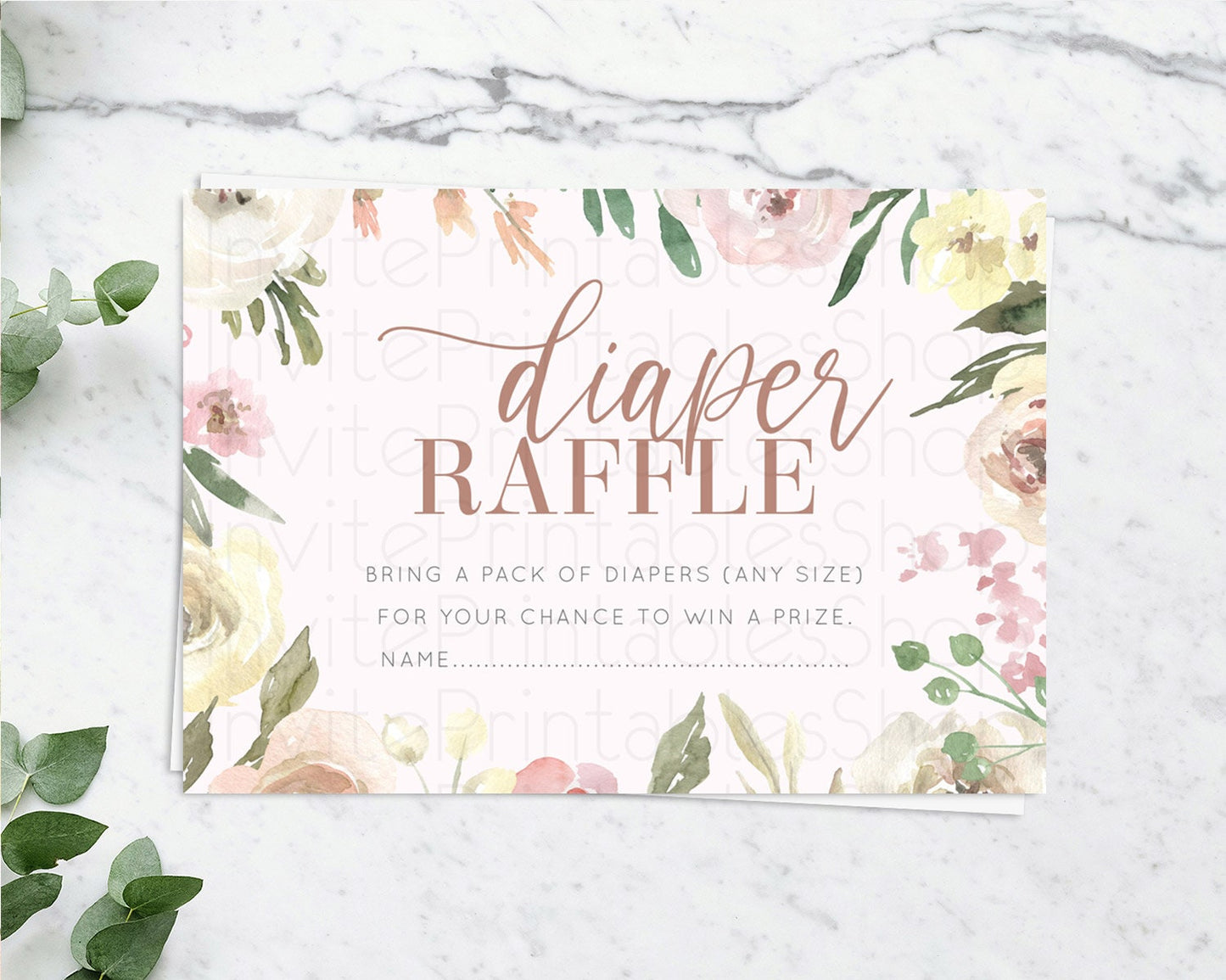 Secret Garden Diaper Raffle Card Boho Wildflower Diaper Raffle Insert Pastel Flower Garden Baby Shower Card Flower Raffle Game D10192