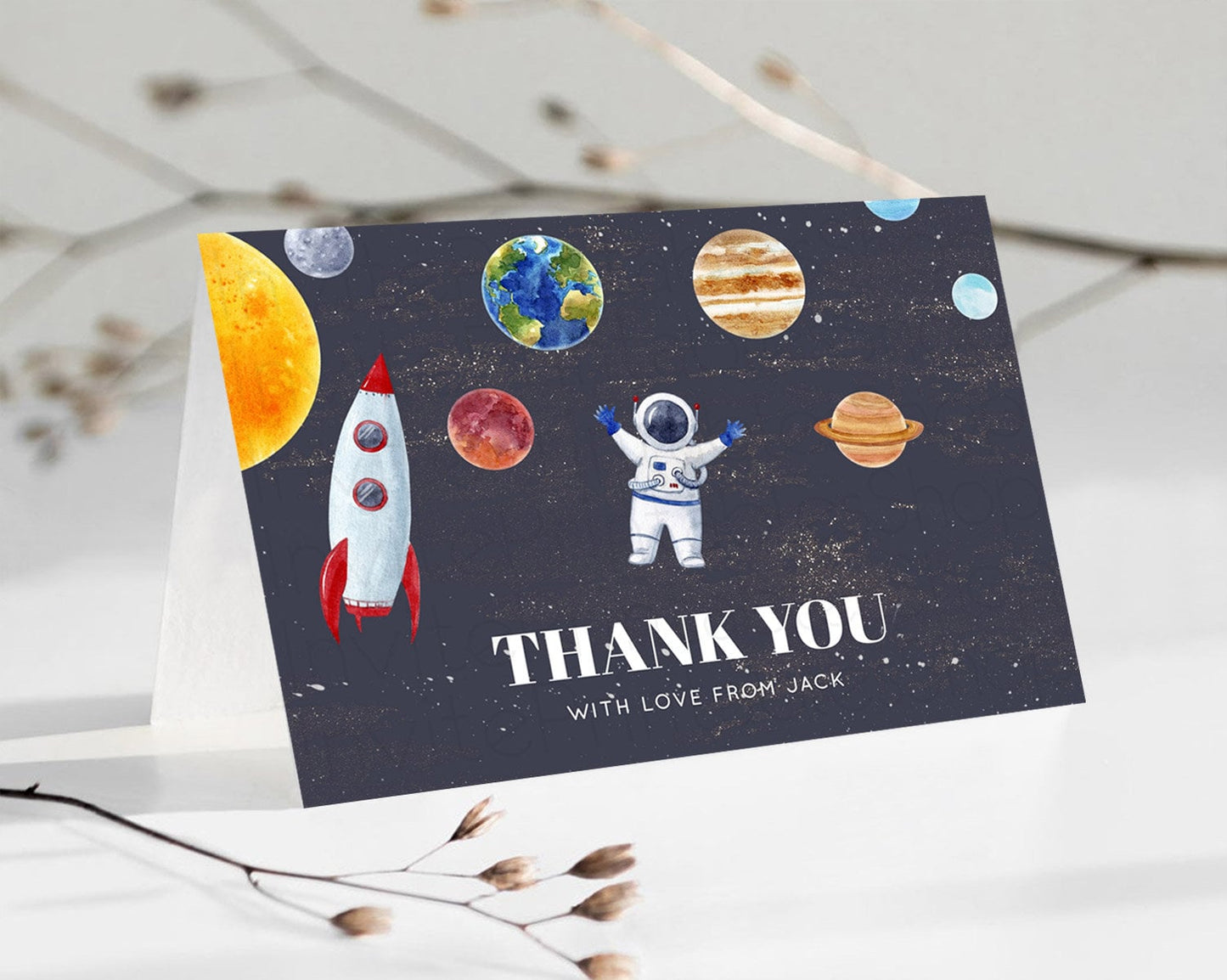 Editable Space Thank You Space Thank You Card First Trip Around the Sun Than