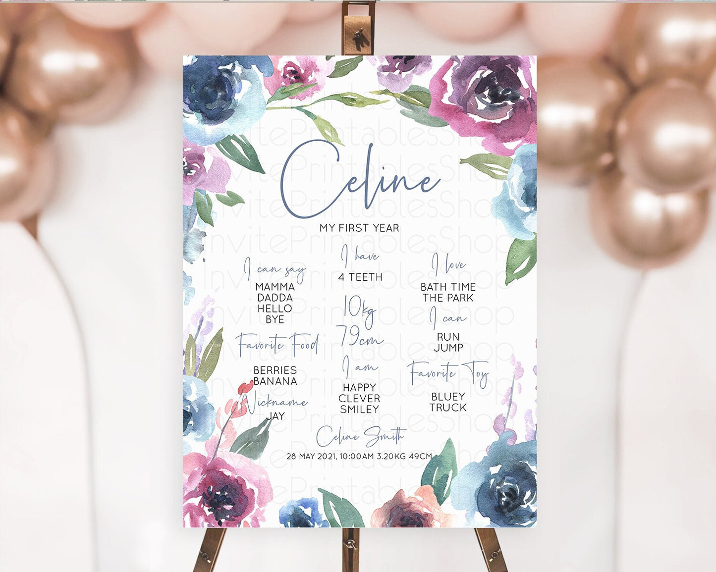 Secret Garden Milestone Board Wildflower First Birthday Milestone Poster Pastel Flowers Milestone Boho Wildflower 1st Birthday Sign D10780