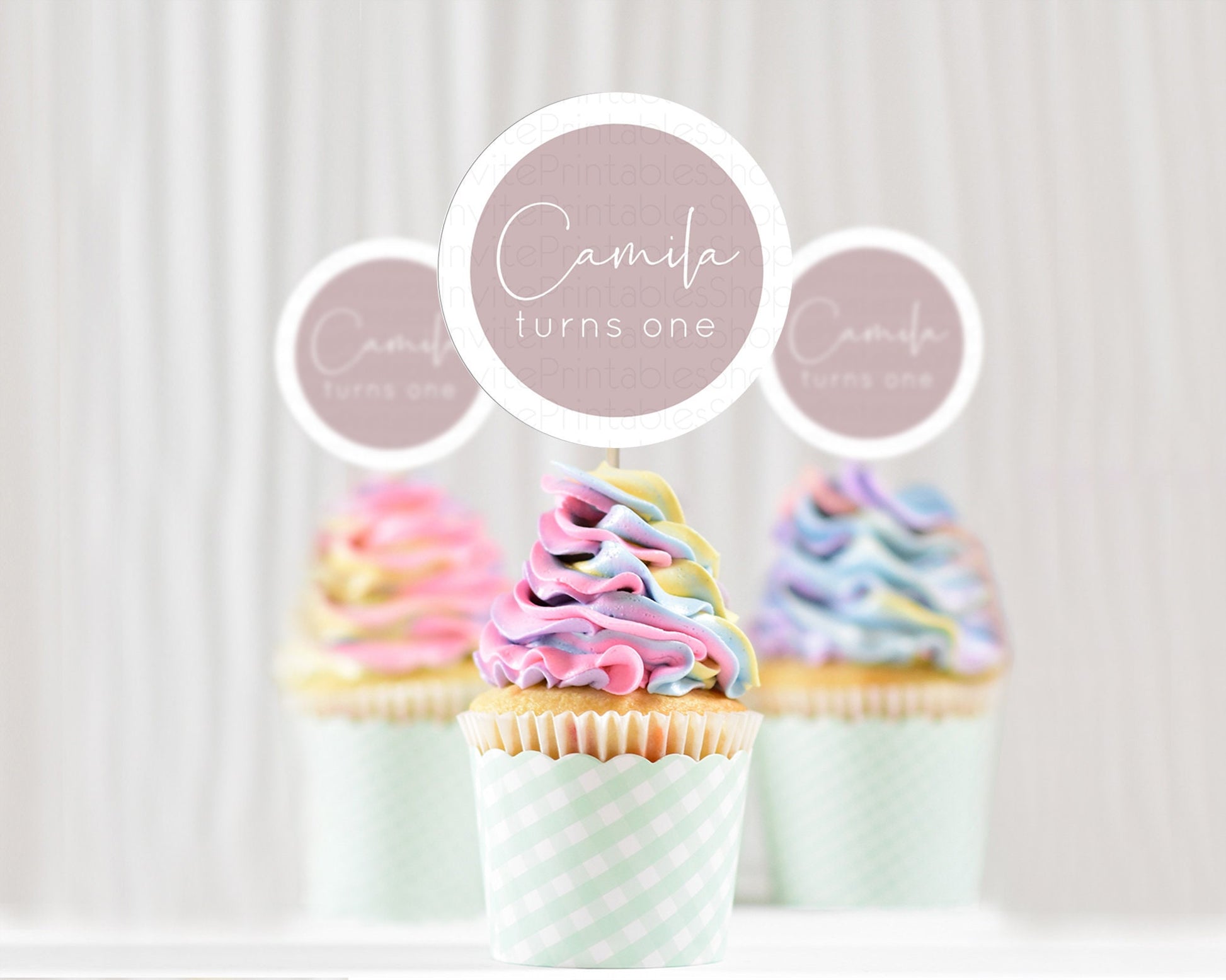 Editable Pink Cupcake Toppers Plain Pink Cupcake Minimalist Pink Cupcake Pas