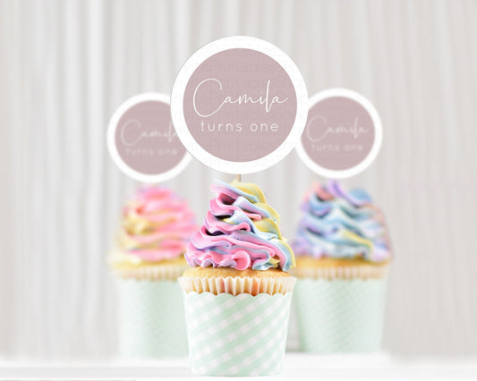Editable Pink Cupcake Toppers Plain Pink Cupcake Minimalist Pink Cupcake Pas