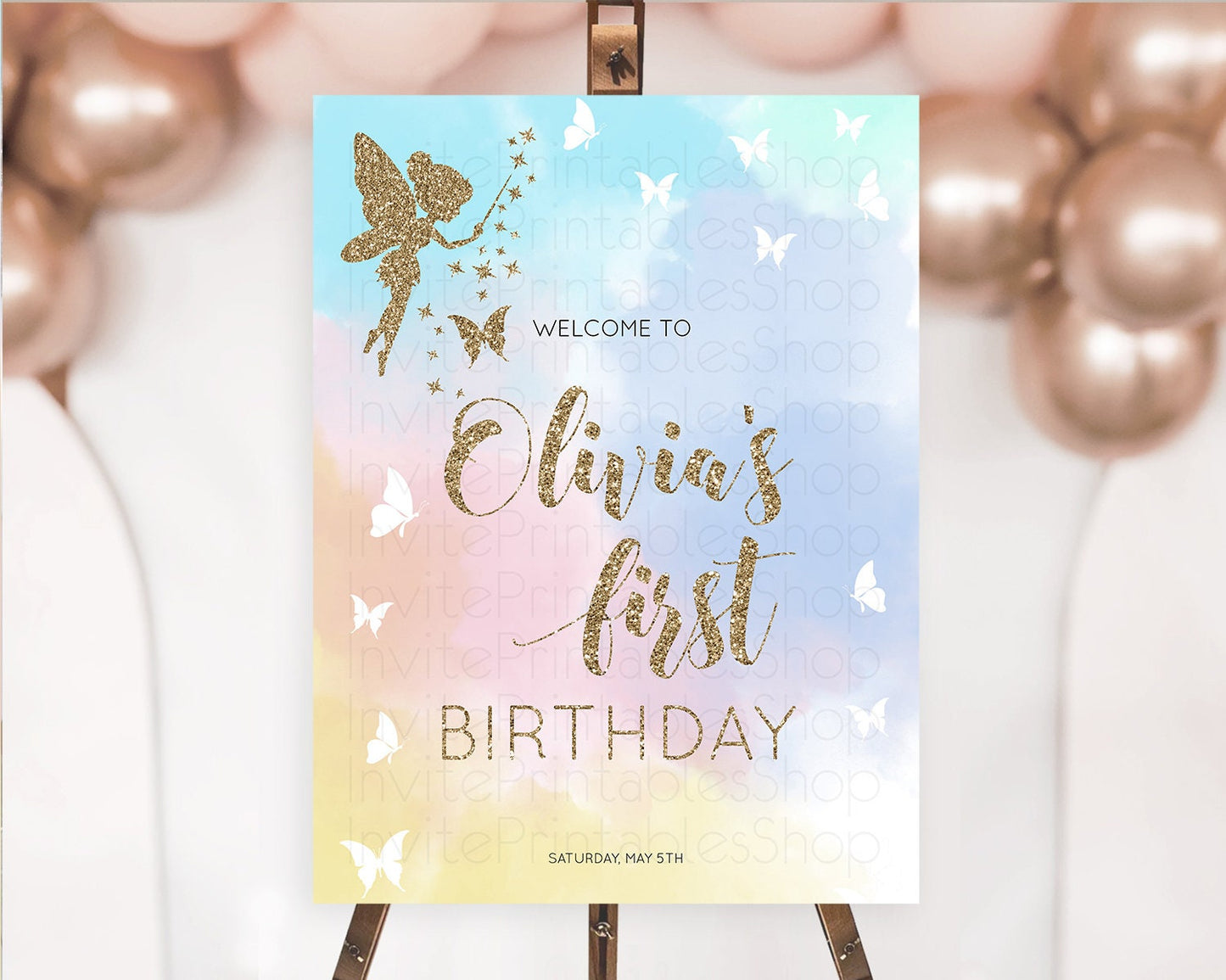 Fairy Welcome Sign Fairy Welcome Board Enchanted Garden Pastel Floral Butterfly Décor Secret Garden First Birthday Welcome Sign D10894