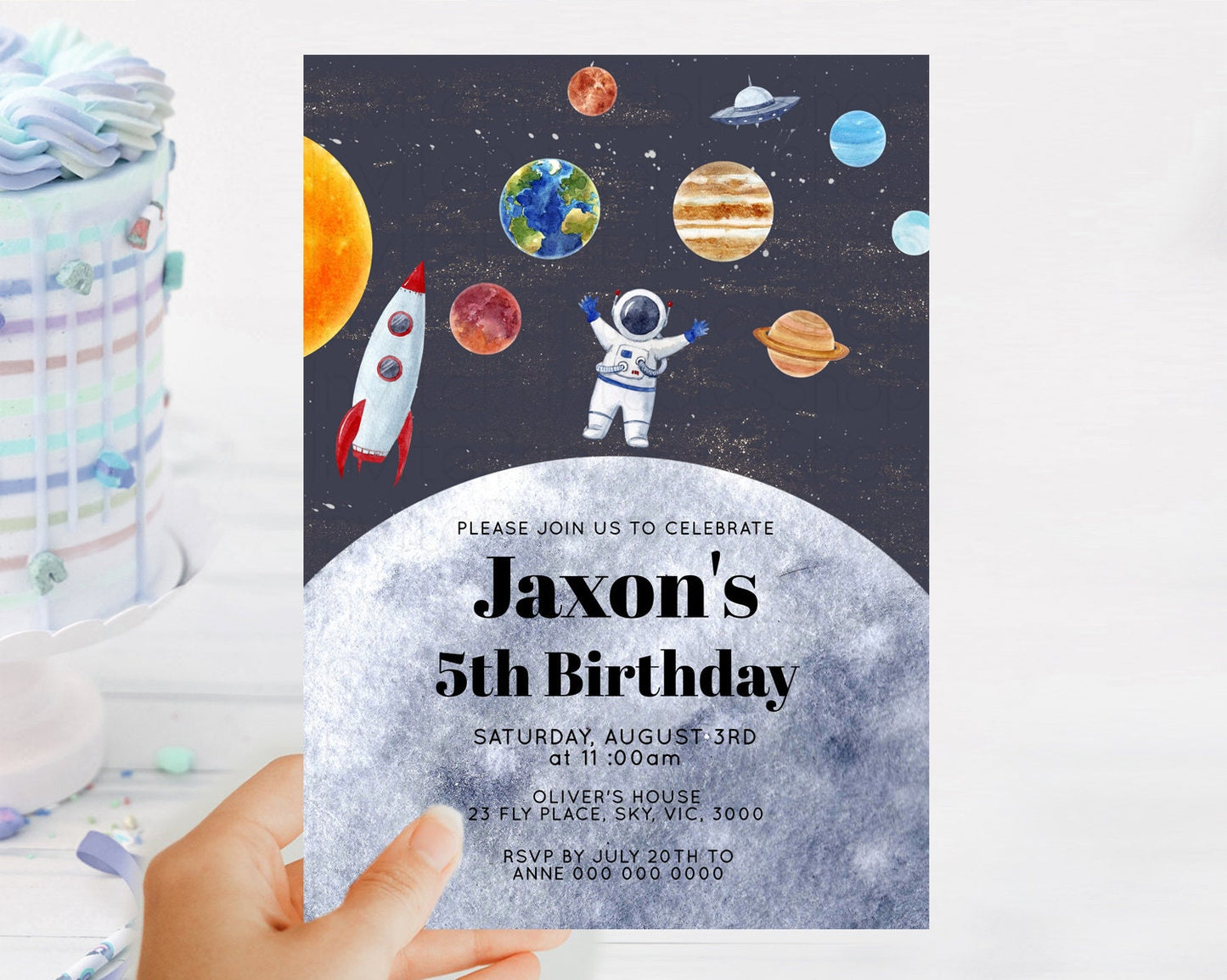 Space Birthday Invitation Space 1st Birthday Invites First Trip Around the Sun Invite Sky Stars Planets Milkyway Solar System Invite D10430