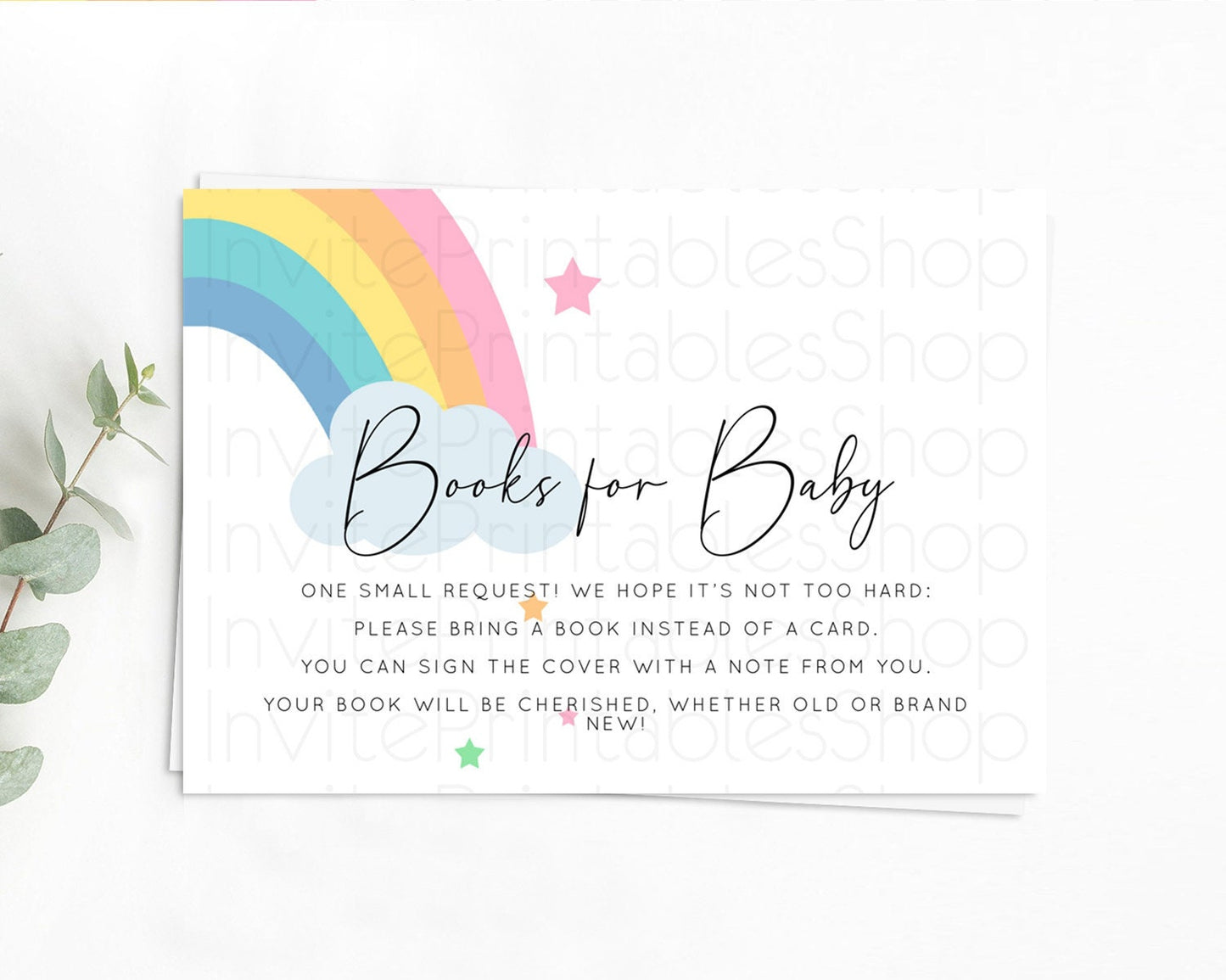 Editable Pastel Rainbow Books For Baby Card Boho Rainbow Book Insert Boho Ra