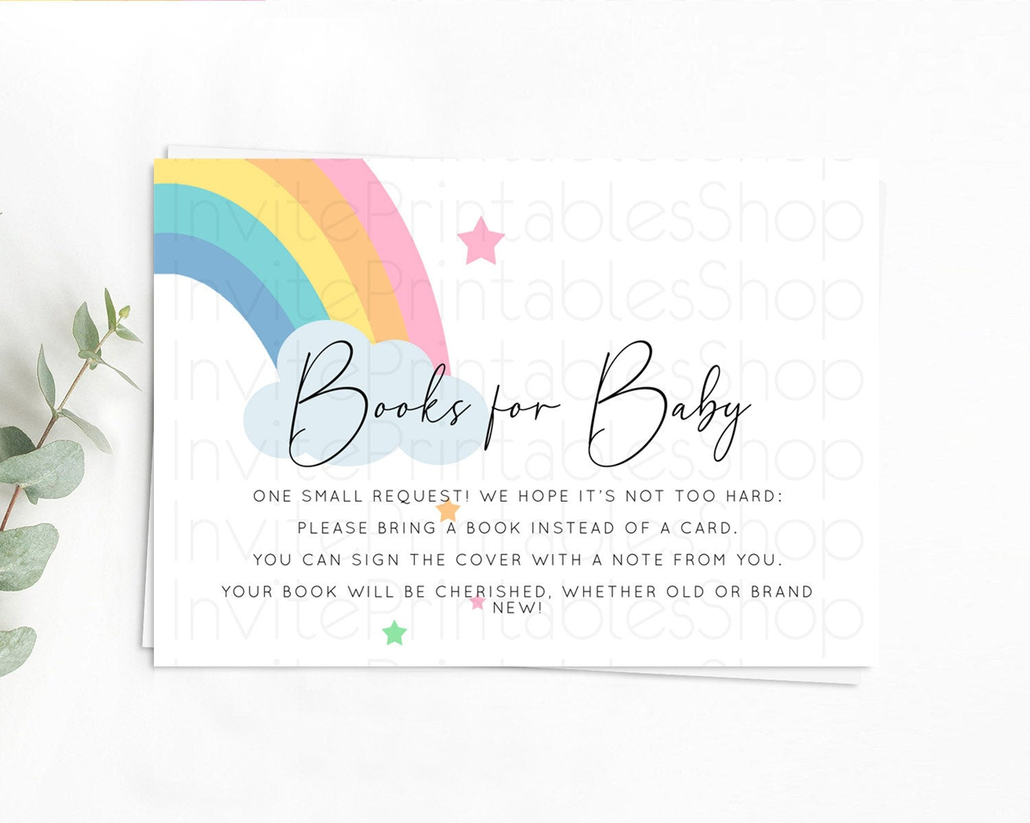 Editable Pastel Rainbow Books For Baby Card Boho Rainbow Book Insert Boho Ra