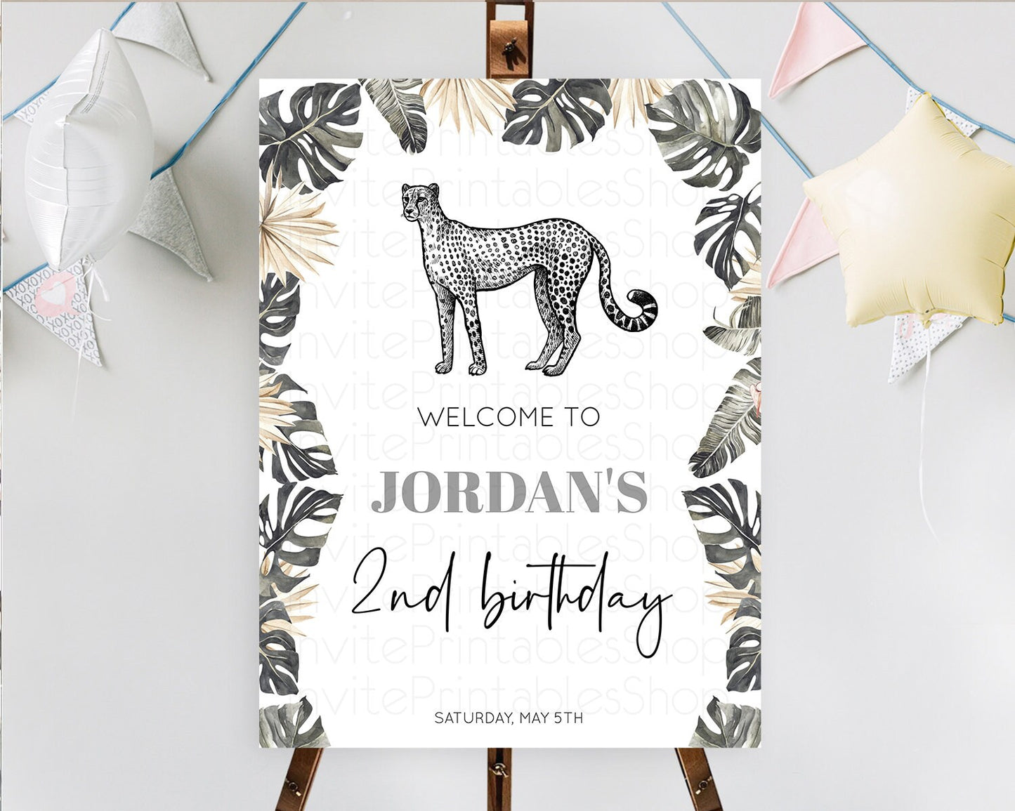 Cheetah Welcome Sign Cheetah Welcome Board Cheetah Party Welcome Poster Safari Adventure Decor Cheetah First Birthday Welcome Sign D10823