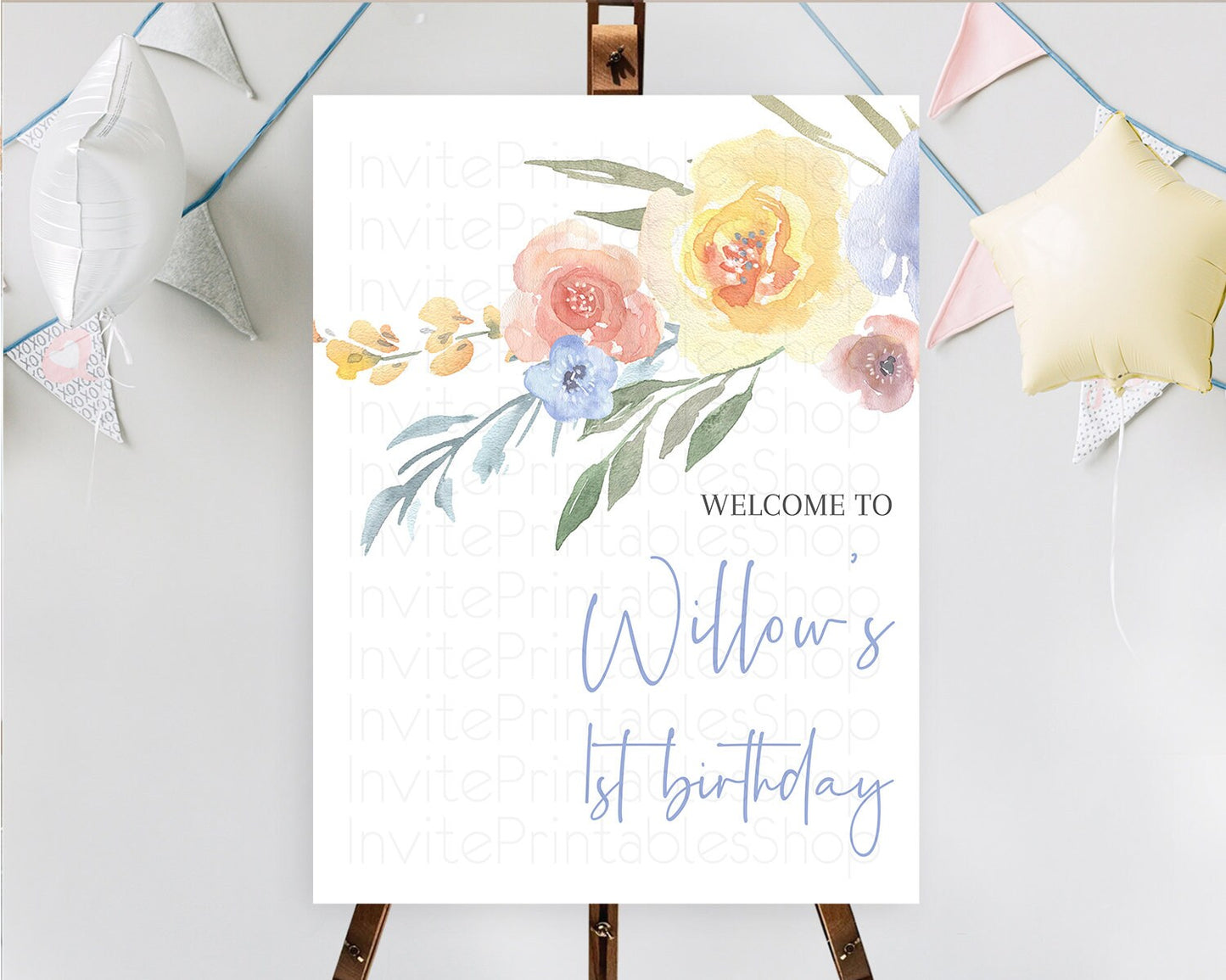 Secret Garden Welcome Sign Wildflower Welcome Board Pastel Flower Garden Welcome Poster Boho Wildflower First Birthday Welcome Sign D10186