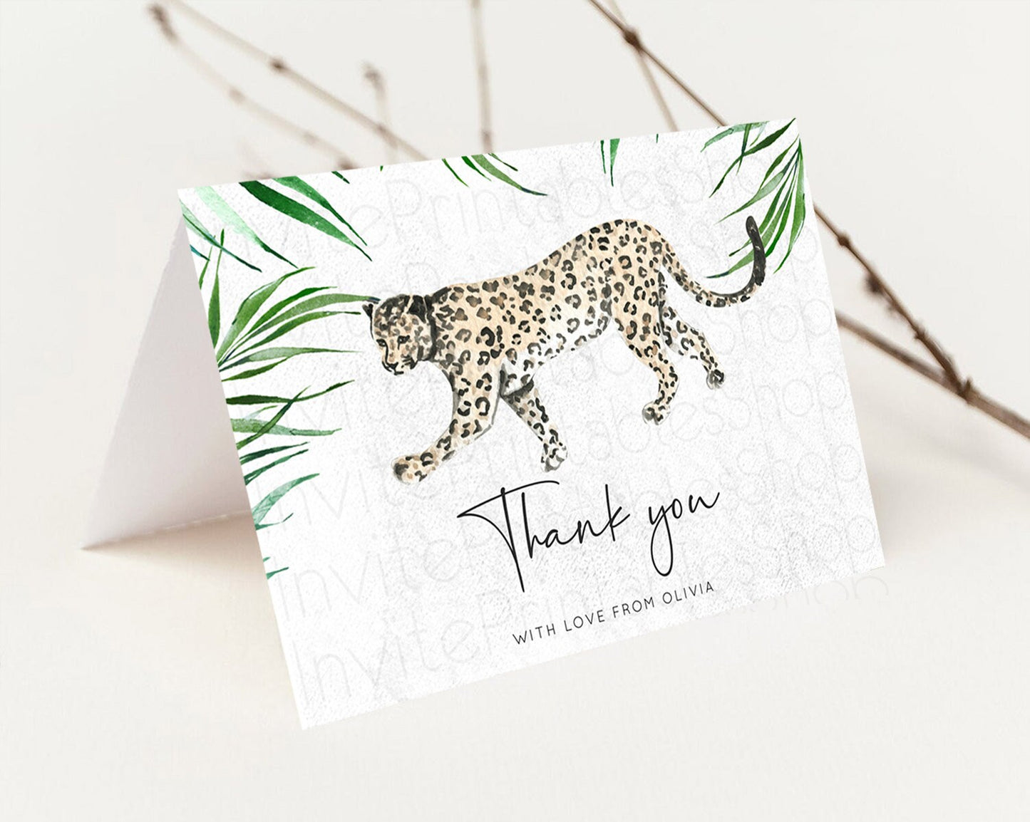 Cheetah Thank You Cheetah Thank You Card Cheetah Party Birthday Thank You Card Safari Card Template Cheetah Teacher Thank You Cards D10382